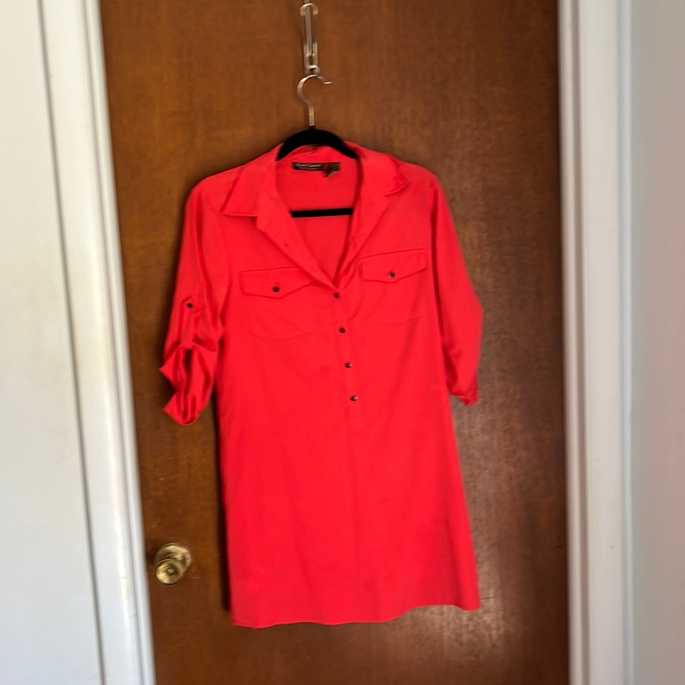 Long coral red shirt